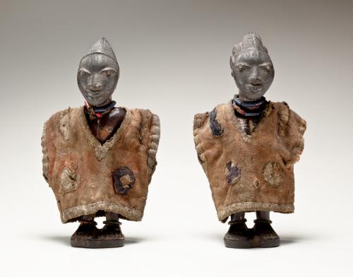 Pair of figures (ere ibeji) with cloth tunics