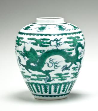 Green and White Dragon Vase