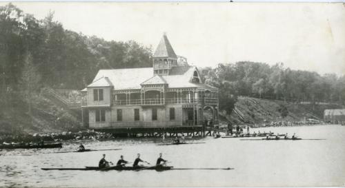 Racing shells on the Passaic River, north Newark, New Jersey, 1880's.
