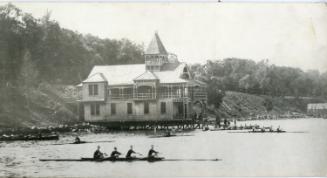 Racing shells on the Passaic River, north Newark, New Jersey, 1880's.