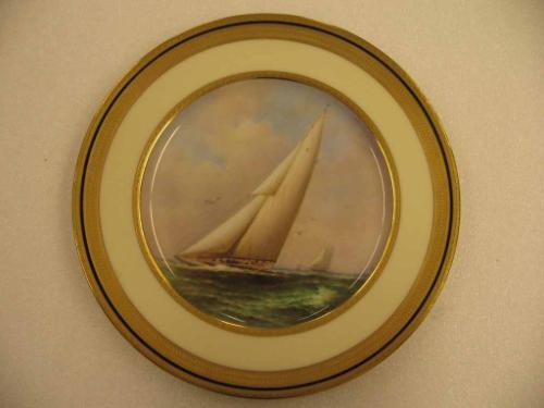 Cabinet plate with image of the yacht "Enterprise"