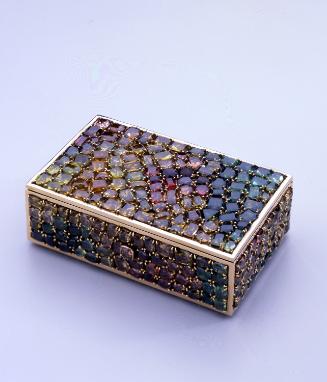 Vanity case encrusted with colored stones