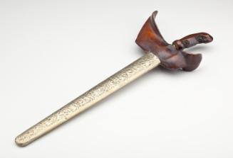 Kris Nagasasra (Nine-Curve) Dagger with Foliate Hilt Boat-Shaped Scabbard Mouth, Repoussé Tree of Life Foliate Scabbard