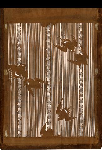 Flying Plover Motif Katagami Stencil on Reused Paper