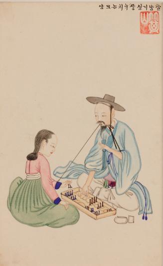 Kim Jun-geun's Genre Painting: A Couple Playing a Game