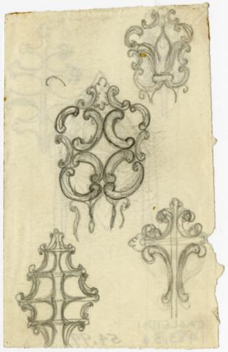 Pencil sketches for chair backs and decorative details