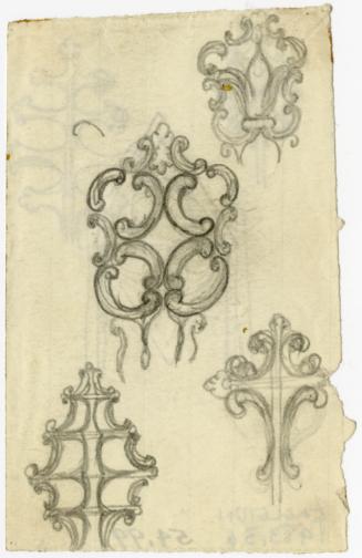 Pencil sketches for chair backs and decorative details
