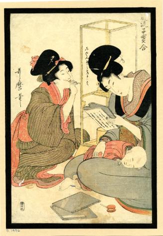 Women Reading and Inscribing Lanterns