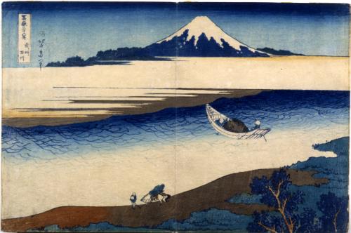 The Jewel River in Musashi Province (Bushû Tamagawa) 
From the series Thirty-six Views of Mount Fuji 
(Fugaku sanjûrokkei)