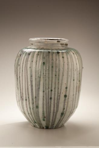 "Melon jar" with lavender and green stripes
