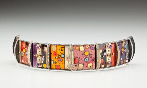 Enameled and jeweled bracelet