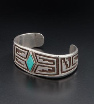 Silver overlay cuff bracelet with turquoise