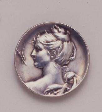 Art nouveau brooch of Diana