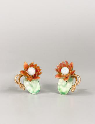 Pair of earrings formed as water lilies