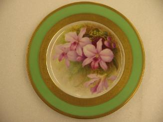 Cabinet plate with orchids