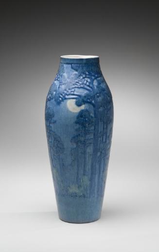 Vase with scenes of bayou and trees by moonlight