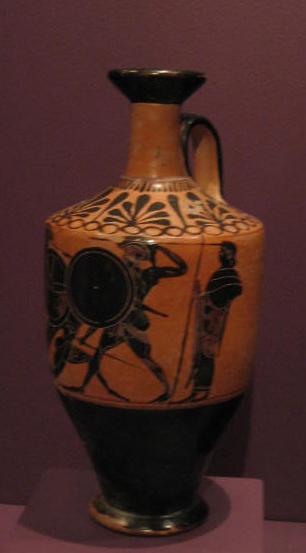 Lekythos with hoplites fighting