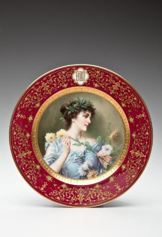 Cabinet Plate with dark-haired beauty