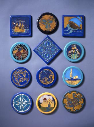 Tile with design of Viking ship