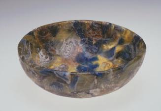Shallow blue and gold bowl