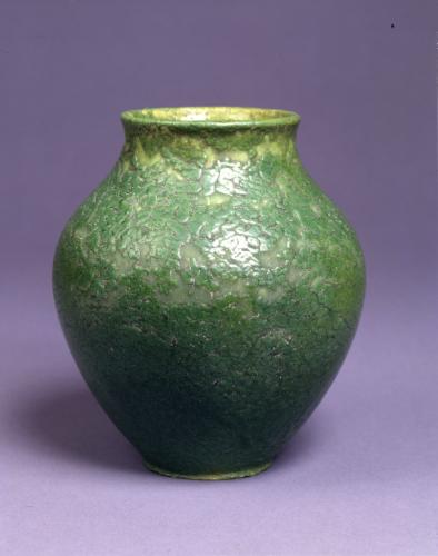 Vase with curdled green glaze